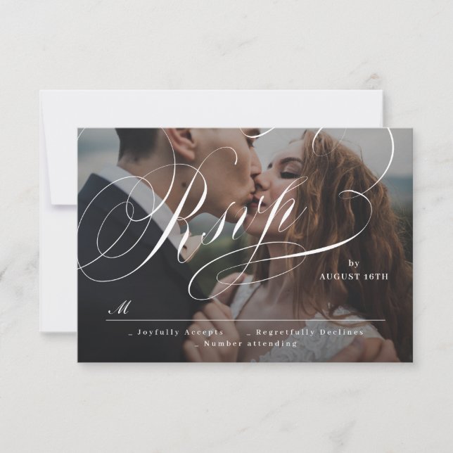 Elegantes klassisches Foto Hochzeit RSVP-Auto RSVP Karte (Vorderseite)