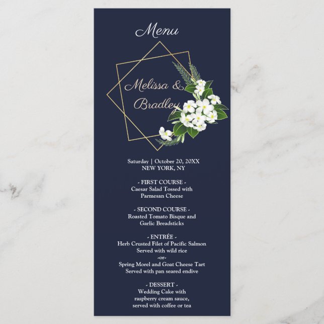 Elegantes klassisches geometrisches Hochzeitsmenü  Programm (Vorderseite)