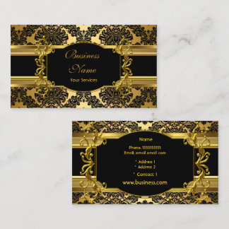 Elegantes klassisches Gold Damask Blumenprofil Visitenkarte
