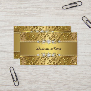 Elegantes, klassisches Gold Damask Embossed Image Visitenkarte