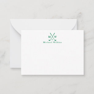 Elegantes klassisches grünes Golf-Monogramm mit ge Mitteilungskarte