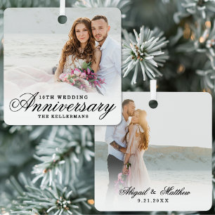Elegantes klassisches Hochzeitsjubiläumsfoto Ornament Aus Metall