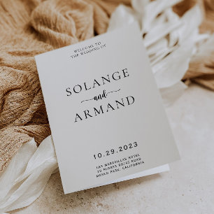 Elegantes klassisches Hochzeitsprogramm für klassi Programm