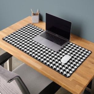 Elegantes klassisches Houndstooth-Muster in Schwar Schreibtischunterlage