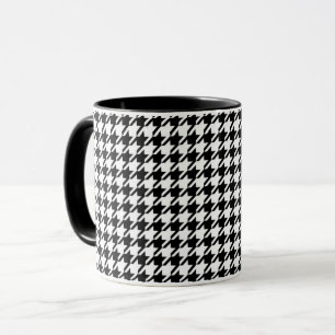 Elegantes klassisches Houndstooth-Muster Schwarz-W Tasse