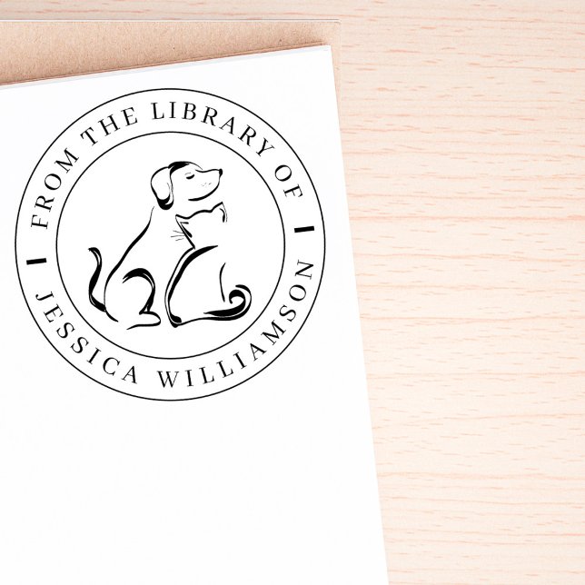 Elegantes klassisches Katzen-Bibliothek für Hausti Permastempel (Von Creator hochgeladen)