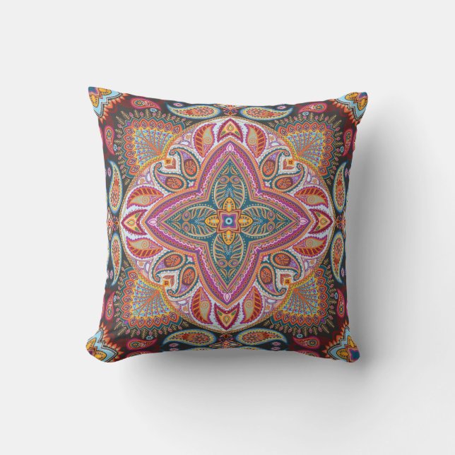 Elegantes, klassisches Lila Paisley-Muster Kissen (Vorderseite)
