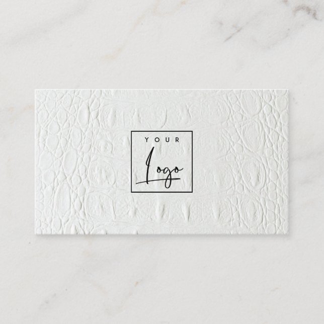Elegantes klassisches Logo Elfenbeinweiße Ledertex Visitenkarte (Vorderseite)