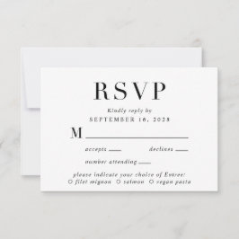 Elegantes klassisches Menü Wahl Hochzeitsradarkart RSVP Karte