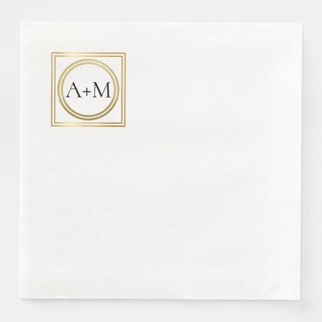 Elegantes klassisches modernes Wedding Monogram Serviette (Vorderseite)