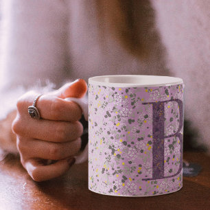 Elegantes, klassisches Monogramm B mit floralem Mu Kaffeetasse