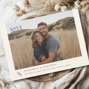 Elegantes, klassisches, Monogramm, Beige, 1. Foto  Save The Date