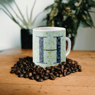 Elegantes, klassisches Monogramm H in Blau mit Phr Kaffeetasse