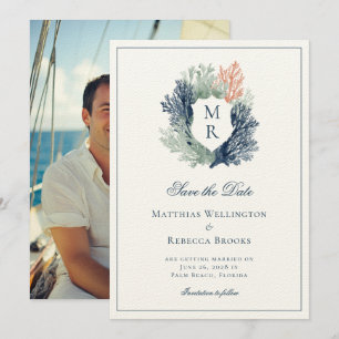 Elegantes klassisches nautisches Wappen Marine-Hoc Save The Date