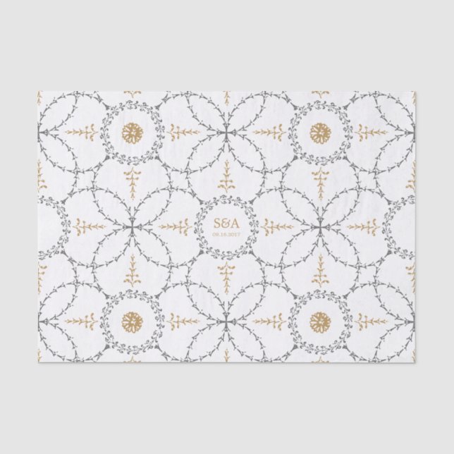 Elegantes klassisches Oldtimer-Hochzeitsmonogramm Seidenpapier (Vorderseite)