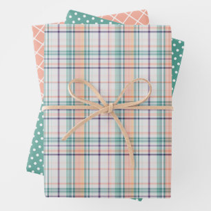 Elegantes, klassisches Ostern-Karo-Geschenkverpack Geschenkpapier Set