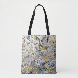 Elegantes klassisches Passion floral Muster Gold Tasche