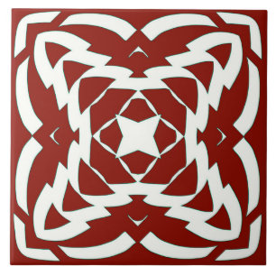 Elegantes klassisches Rot-Weiß-Design Fliese