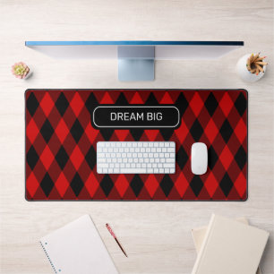 Elegantes klassisches Schwarz-Rot-Diamantmuster Schreibtischunterlage