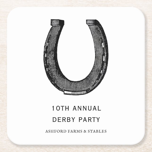 Elegantes Klassisches Schwarz-weißes Pferderennen  Rechteckiger Pappuntersetzer (Vorderseite)