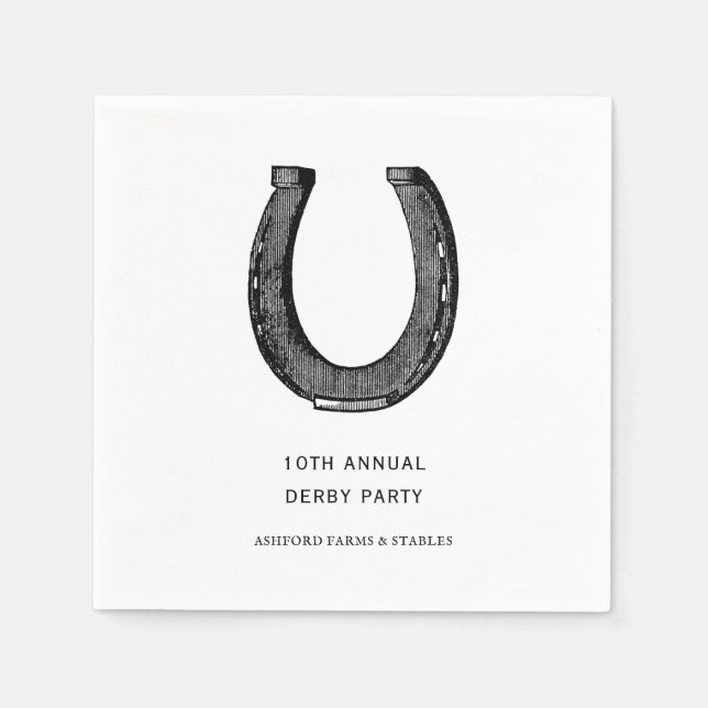 Elegantes Klassisches Schwarz-weißes Pferderennen  Serviette (Vorderseite)