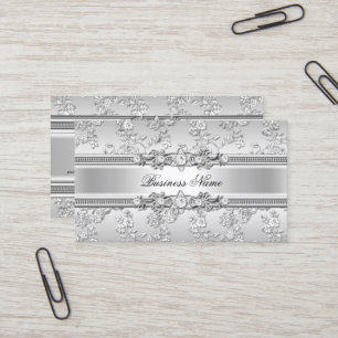 Elegantes, klassisches Silber mit geprägtem Blumen Visitenkarte