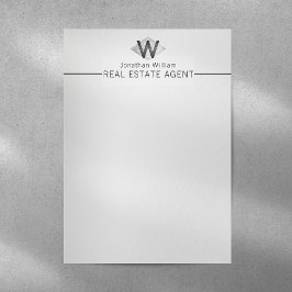 Elegantes, klassisches Silver Black Personalisiert Briefbogen