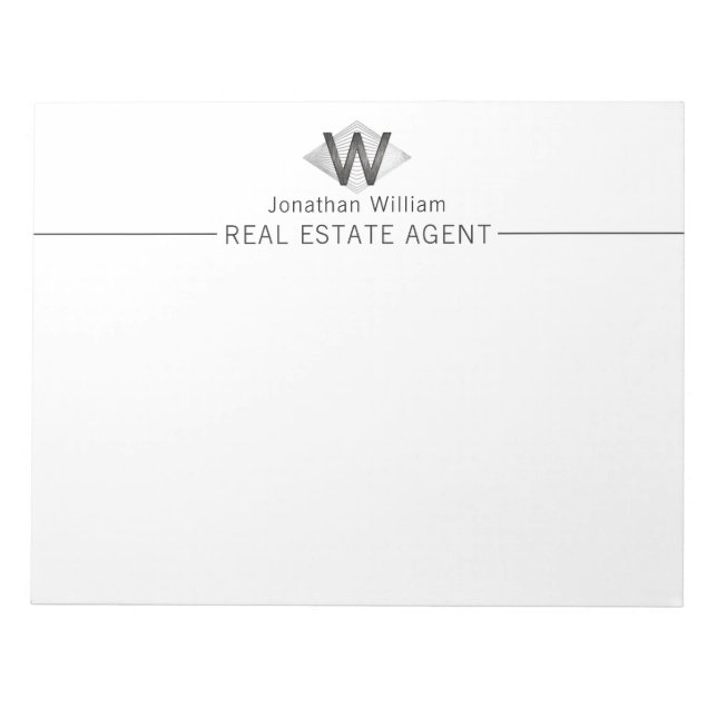 Elegantes, klassisches Silver Black Personalisiert Notizblock (Vorderseite)