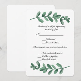 Elegantes klassisches Watercolor Green Blätter Res Einladung