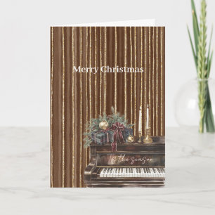 Elegantes Klavier Gold Braune Streifen Weihnachten Karte