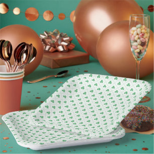 Elegantes Klee-Muster 9" Quadratischer Papier-Tell Pappteller