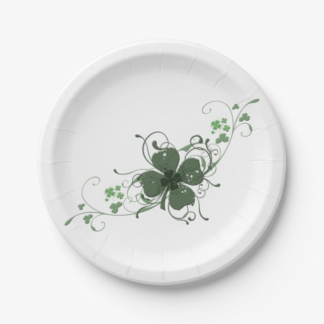 Elegantes Kleeblatt Art Paper Plate Pappteller (Vorderseite)