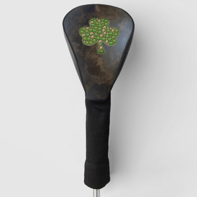 Elegantes Kleeblatt, klebriger Lederlook Golf Headcover (Vorderseite)