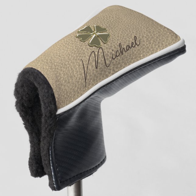 Elegantes Kleeblatt Patricks Day Leather Golf Headcover (3/4 Vorderseite)