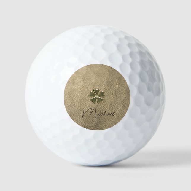 Elegantes Kleeblatt Patricks Day Leather Golfball (Vorderseite)