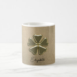 Elegantes Kleeblatt Patricks Day Leather Kaffeetasse