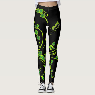Elegantes Kleeblatt Reben und Schmetterlinge Leggi Leggings