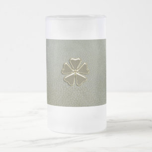 Elegantes Kleeblatt St.Patrick`s Day, Grünleder Mattglas Bierglas