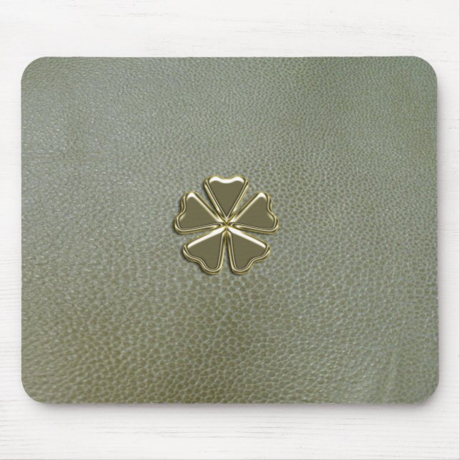 Elegantes Kleeblatt St.Patrick`s Day, Grünleder Mousepad (Vorne)