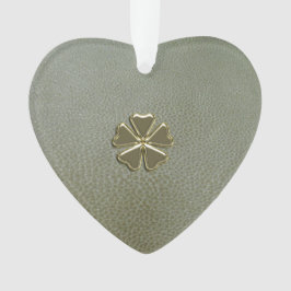 Elegantes Kleeblatt St.Patrick`s Day, Grünleder Ornament