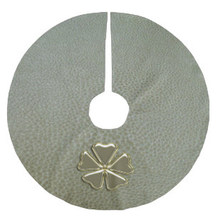 Elegantes Kleeblatt St.Patrick`s Day, Grünleder Polyester Weihnachtsbaumdecke