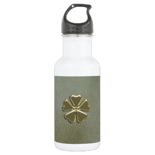 Elegantes Kleeblatt St.Patrick`s Day, Grünleder Trinkflasche