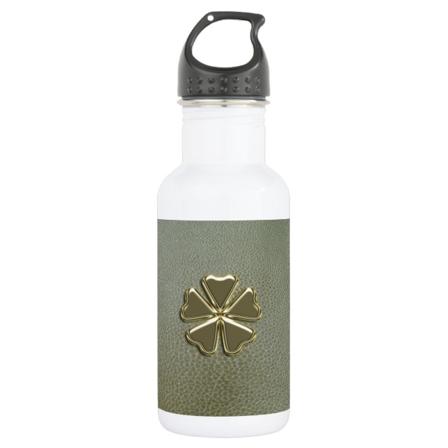 Elegantes Kleeblatt St.Patrick`s Day, Grünleder Trinkflasche (Vorderseite)