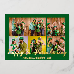 Elegantes Kleeblatt St Patricks Day Foto Folien Feiertagskarte