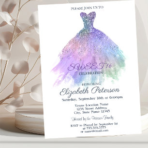 Elegantes Kleid Aquarell Farbenfroh gestreift Süß  Einladung