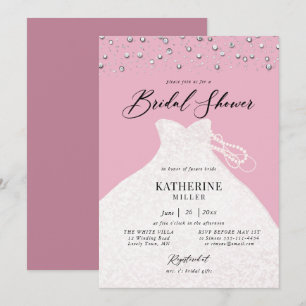 Elegantes Kleid in Perlen Girly Pink Brautparty Einladung