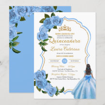 Elegantes Kleid Quinceanera Light Blue Rose Einlad
