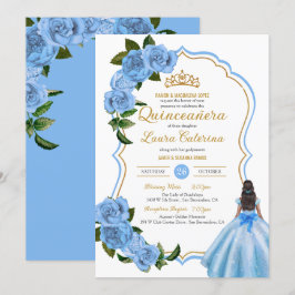 Elegantes Kleid Quinceanera Light Blue Rose Einlad Einladung