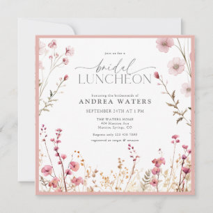 Elegantes kleines rosa Blumen-Bridal-Luncheon Einladung