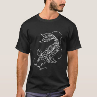 Elegantes Koi-Fisch-Liniendesign Teichfisch Illust T-Shirt